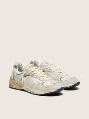 Golden Goose Men's Dad-Star in suede and mesh with white leather star and beige leather heel tab