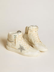 Golden Goose Men's Sky-Star in leather with light blue leather star and white heel tab