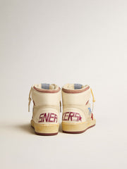 Golden Goose Sky-Star in beige nylon and nappa with pomegranate suede star