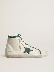 Golden Goose Men's Francy LTD in white nappa leather with green rubber star