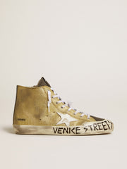 Golden Goose Men’s Francy LAB in golden glitter with white leather star