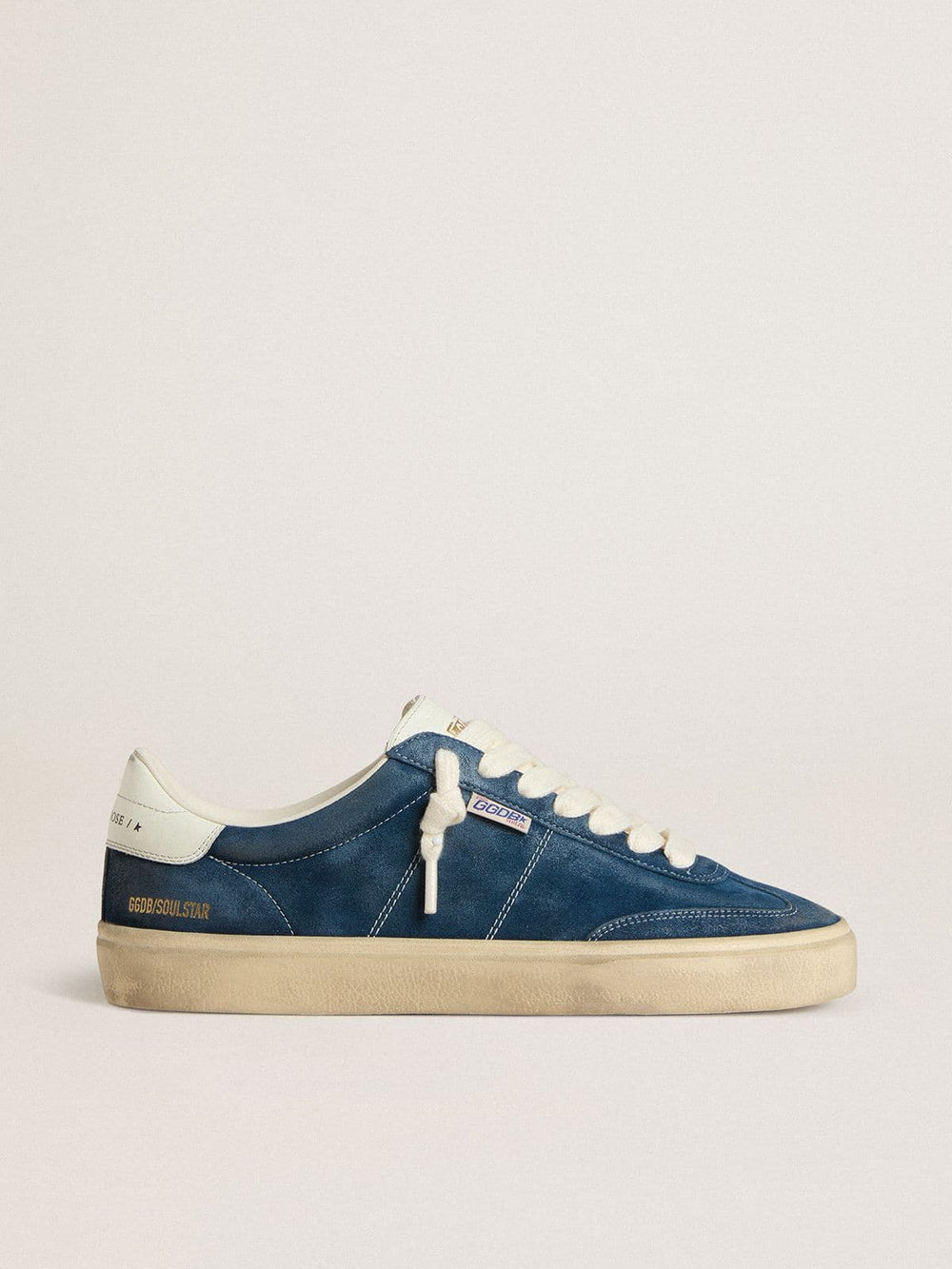 Golden Goose Men's Soul Star in blue suede with white leather heel tab