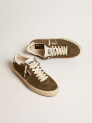 Golden Goose Men's Soul Star in green suede with white leather heel tab and tongue