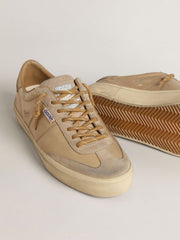 Golden Goose Men's Soul Star in beige naplak with beige suede heel tab