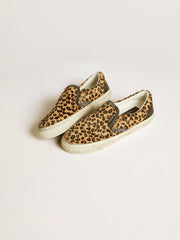 Golden Goose Men's VCE Penstar in leopard-print pony skin with black leather heel tab