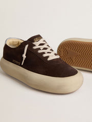 Golden Goose Men's Space-Star in dark brown suede with metallic silver heel tab
