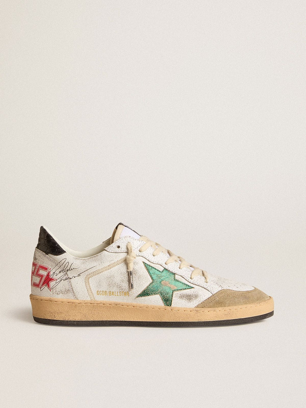 Golden Goose Men's Ball Star with metallic leather star and gray leather heel tab