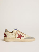 Golden Goose Men's Ball Star LTD in nappa leather with red leather star and gray suede heel tab