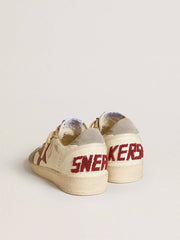 Golden Goose Men's Ball Star LTD in nappa leather with red leather star and gray suede heel tab
