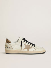 Golden Goose Men's Ball Star Wishes with suede star and leopard-print pony skin heel tab