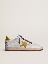 Golden Goose Men's Ball Star in white nappa leather with yellow animal-print leather star and heel tab