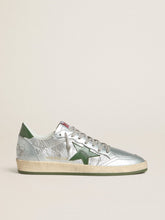 Golden Goose Men's Ball Star in silver nylon with green leather star and heel tab