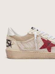Golden Goose Ball Star in nylon and white mesh with red nylon star and white leather heel tab