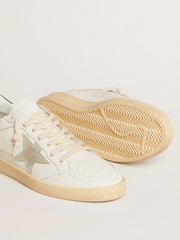 Golden Goose Ball Star with ice-gray suede star and blue leather heel tab