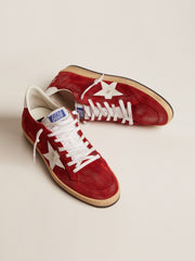 Golden Goose Men's Ball Star in dark red suede with white star and heel tab