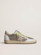 Golden Goose Men’s Ball Star in gray suede with old rose suede star and beige leather heel tab