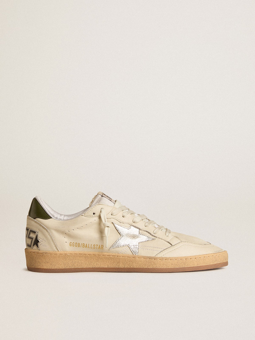 Golden Goose Men's Ball Star with silver leather star and green leather heel tab