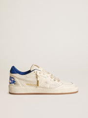 Golden Goose Ball Star in perforated nappa with white star and blue nylon heel tab