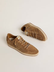 Golden Goose Men's Ball Star with perforated tobacco-colored suede upper and tone-on-tone star