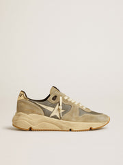 Golden Goose Running Sole in gray suede with white star and white heel tab