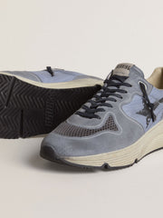 Golden Goose Men's Running Sole in light blue nylon and nubuck with black star