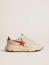 Golden Goose Men's Running Sole in gray nappa leather with red nappa leather star and heel tab