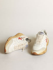 Golden Goose Men's Running Sole with leather star and heel tab with red print