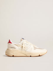 Golden Goose Men’s Running Sole in nappa leather with beige leather star and red heel tab