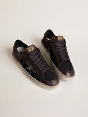 Golden Goose Men's Stardan in brown suede and black mesh with white leather star and nappa leather inserts