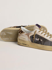 Golden Goose Men's Stardan in nappa and mesh with leopard-print pony skin heel tab