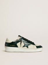 Golden Goose Men's Stardan LTD in cream leather with green crocodile-print leather star and inserts