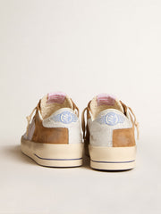 Golden Goose Men's Stardan LTD in tobacco suede and mesh with blue star and leather heel tab