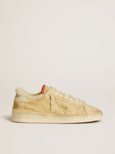 Golden Goose Stardan in beige suede with leather heel tab and shearling lining