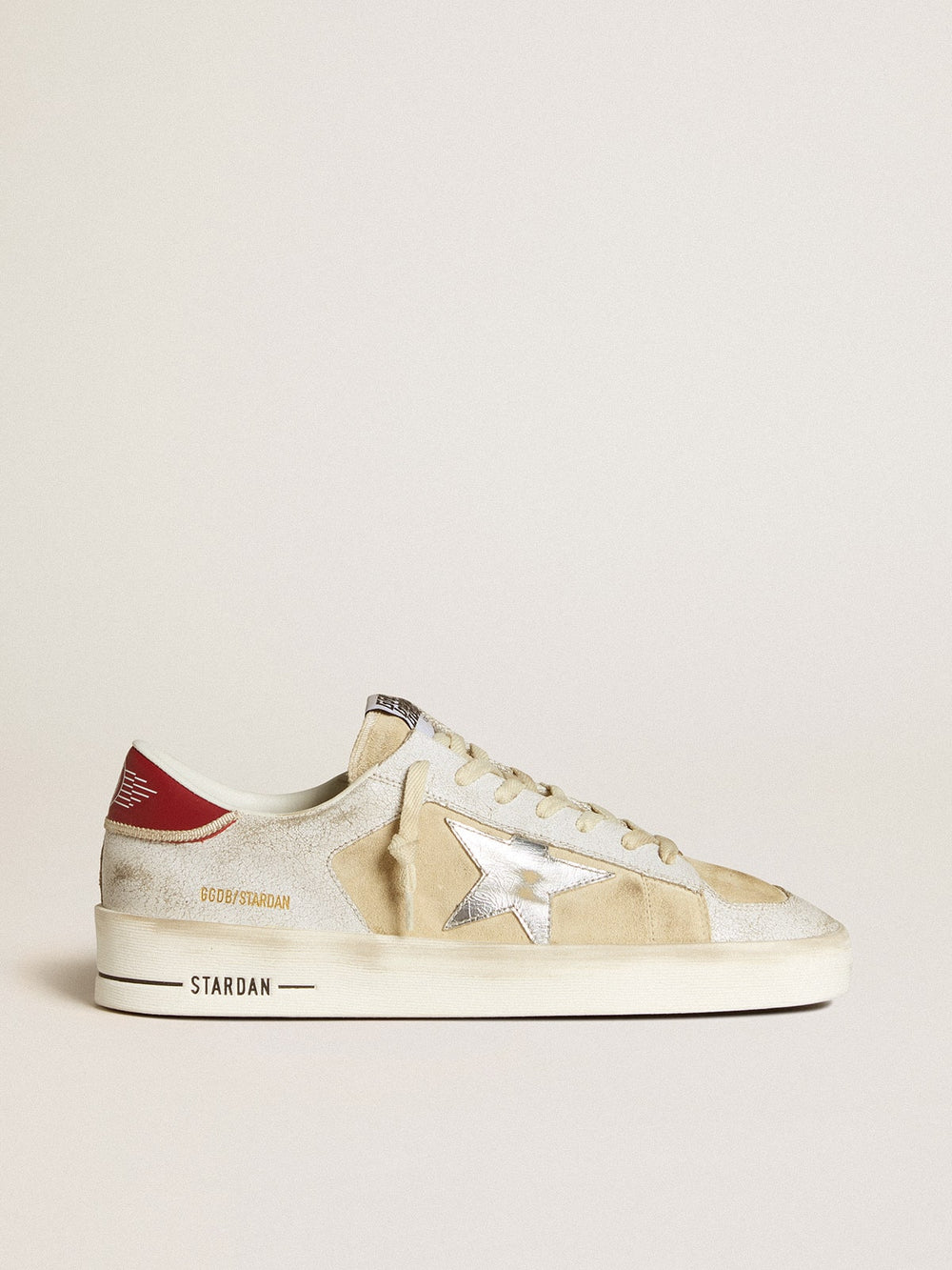 Golden Goose Men's Stardan in nubuck and crackle leather with silver metallic leather star