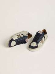 Golden Goose Men's Stardan in nubuck with metallic leather star and blue nappa heel tab