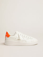 Golden Goose White Purestar sneakers with fluorescent orange heel tab