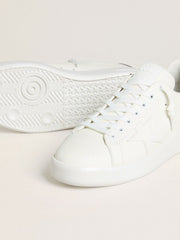 Golden Goose Men’s Purestar with white leather star and burgundy croc-print leather heel tab