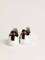 Golden Goose Men’s Purestar with white leather star and burgundy croc-print leather heel tab