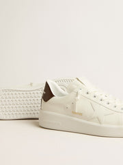Golden Goose Purestar with white star and burgundy lizard-print heel tab