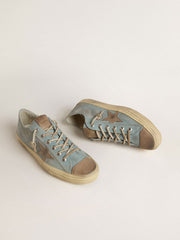 Golden Goose Men's V-Star in light blue canvas with dove-gray leather star