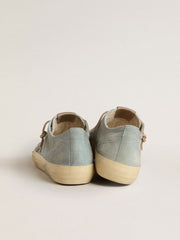 Golden Goose Men's V-Star in light blue canvas with dove-gray leather star