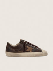 Golden Goose Men's V-Star in brown nubuck with tobacco-colored suede star