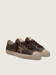 Golden Goose Men's V-Star in brown nubuck with tobacco-colored suede star