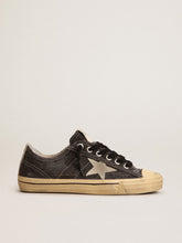 Golden Goose Men's V-Star in black canvas with ice-gray star and heel