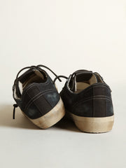 Golden Goose V-Star sneakers in midnight-blue denim with black leather star and toe