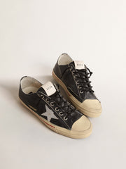 Golden Goose V-Star in blue leather with silver metallic leather star