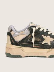 Golden Goose Men's Forty2 in green leather and cream nylon with TPU star and silver leather heel tab