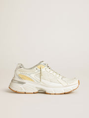 Golden Goose Men’s Lightstar in white leather and mesh with worn-white star