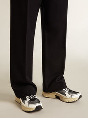 Golden Goose Men’s Lightstar in white leather and black mesh with black TPU star