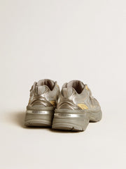Golden Goose Men’s Lightstar in metallic leather and silver mesh with gray star